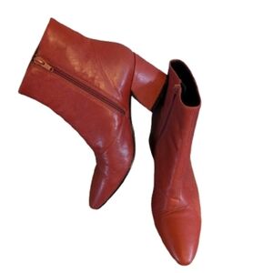 Vagabond Shoe Olivia Red Leather Ankle Boot Pointy Toe